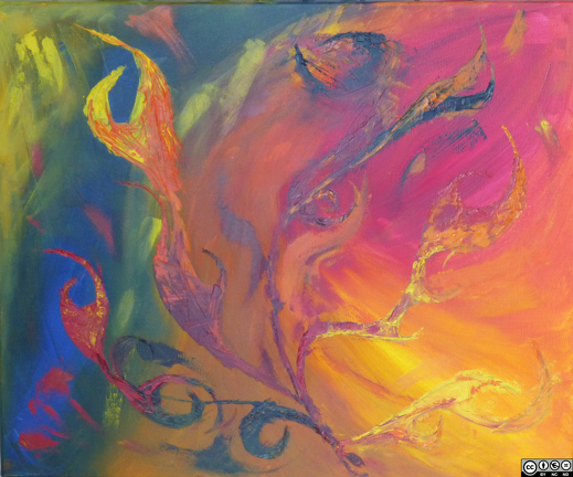 Phenix - acrylique et huile sur toile - 10F, 55x46cm